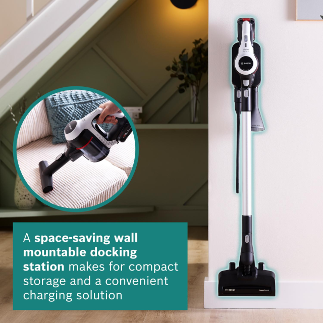 Bosch BCS612GB Unlimited Serie 6 ProHome Cordless Vacuum Cleaner - White - 30 Minute Run Time